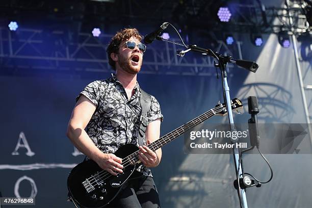 Mike Kerr of Royal Blood performs during the 2015 Governors Ball Music Festival at Randall's Island on June 7, 2015 in New York City.