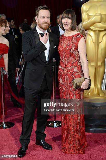 Michael Fassbender and Adele Fassbender attend the Oscars held at Hollywood & Highland Center on March 2, 2014 in Hollywood, California.