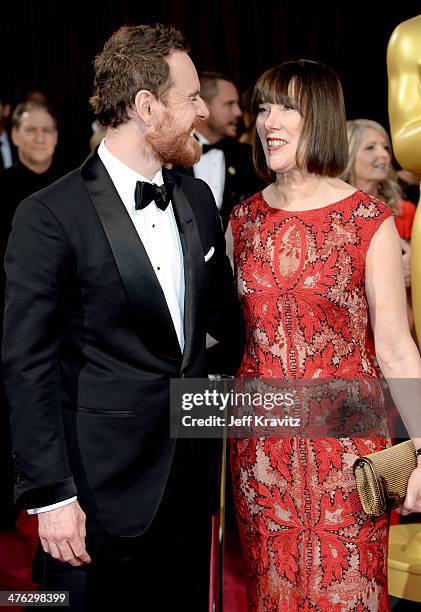 Michael Fassbender and Adele Fassbender attend the Oscars held at Hollywood & Highland Center on March 2, 2014 in Hollywood, California.