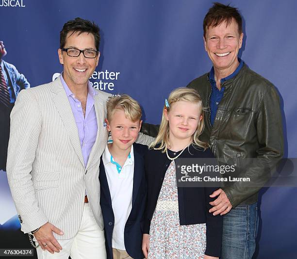 Actor Dan Bucatinsky, son Jonah Bucatinsky, daughter Eliza Bucatinsky and screenwriter Don Roos attend the opening night of 'Matilda the Musical' at...