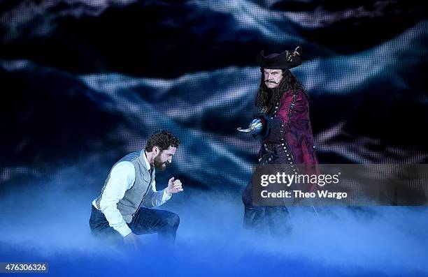 Matthew Morrison and Kelsey Grammer perform with the cast of 'Finding Neverland' onstage at the 2015 Tony Awards at Radio City Music Hall on June 7,...
