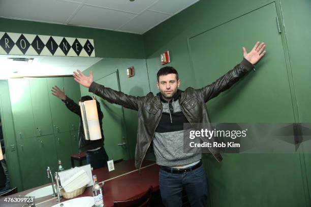 Stand up comedian Brent Morin backstage in green room at The Undateable Tour opening night at Caroline's On Broadway on March 2, 2014 in New York...