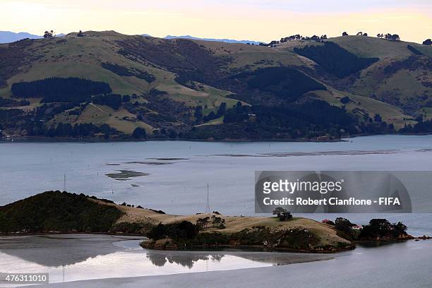 View of the bay from Larnach Castle on June 8, 2015 in Dunedin, New Zealand.