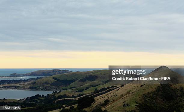 View of the bay from Larnach Castle on June 8, 2015 in Dunedin, New Zealand.