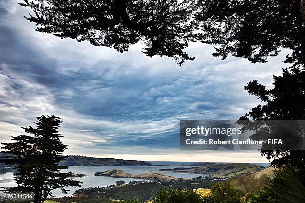 View of the bay from Larnach Castle on June 8, 2015 in Dunedin, New Zealand.