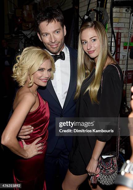 Kristen Chenoweth, Harry Connick jr and daughter Georgia Connick attend the 2015 Tony Awards at Radio City Music Hall on June 7, 2015 in New York...