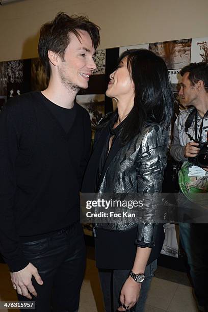 Maxime Simoens and Linh Dan Pham attend the Maxime Simoens show as part of the Paris Fashion Week Womenswear Fall/Winter 2014-2015 at 2015 at Lycee...