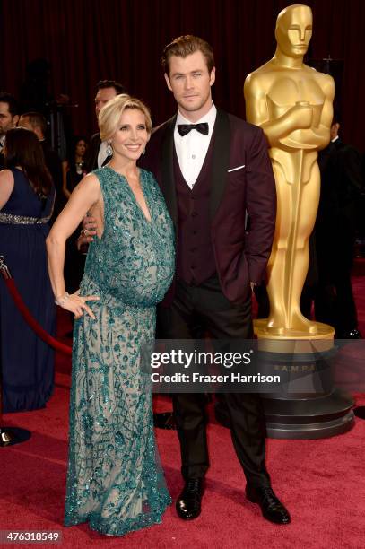 Model Elsa Pataky and actor Chris Hemsworth attend the Oscars held at Hollywood & Highland Center on March 2, 2014 in Hollywood, California.