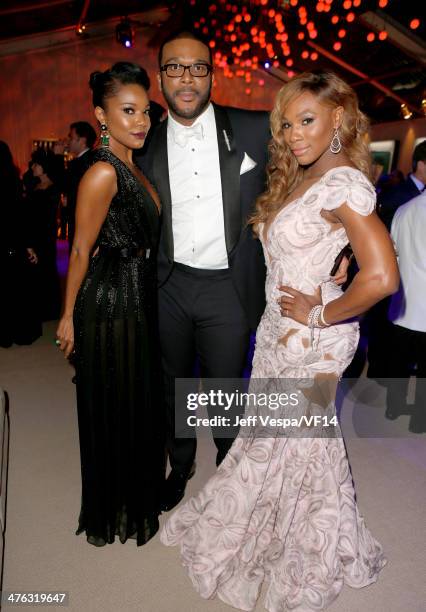 Actress Gabrielle Union, producer/director Tyler Perry, and tennis player Serena Williams attend the 2014 Vanity Fair Oscar Party Hosted By Graydon...