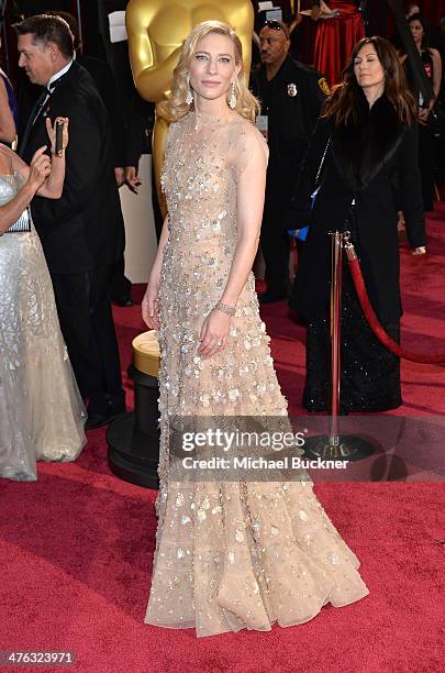 Actress Cate Blanchett attends the Oscars held at Hollywood & Highland Center on March 2, 2014 in Hollywood, California.