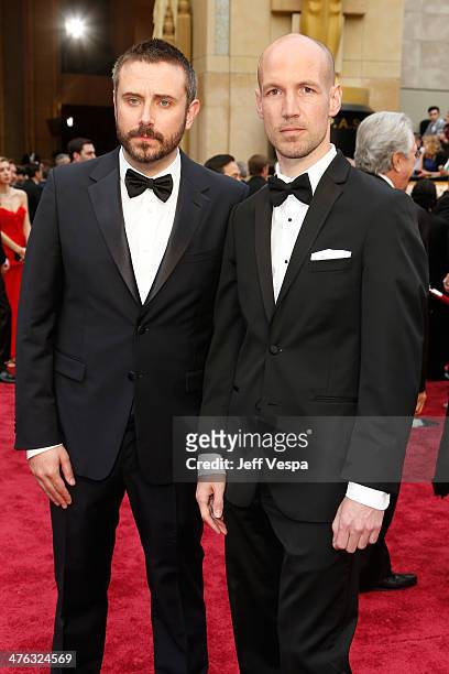 Writer Producer Jeremy Scahill and Director Cinematographer Editor Richard Rowley attend the 86th Oscars held at Hollywood & Highland Center on March...