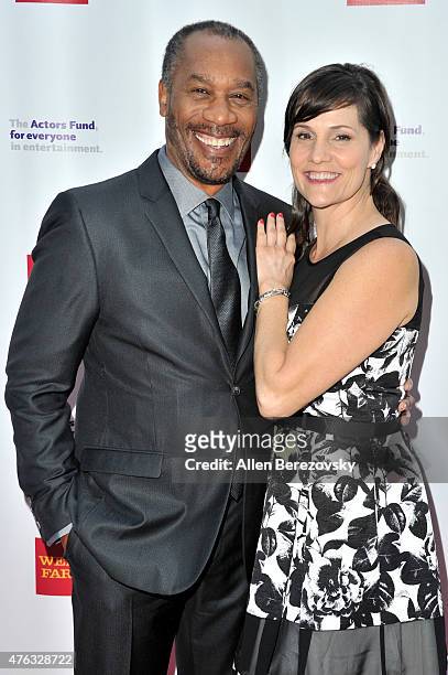 Actor Joe Morton and Christine Lietz attend The Actors Fund's 19th Annual Tony Awards viewing party at Skirball Cultural Center on June 7, 2015 in...