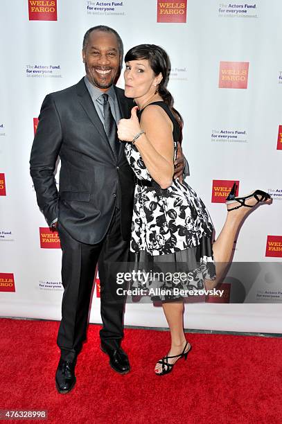 Actor Joe Morton and Christine Lietz attend The Actors Fund's 19th Annual Tony Awards viewing party at Skirball Cultural Center on June 7, 2015 in...