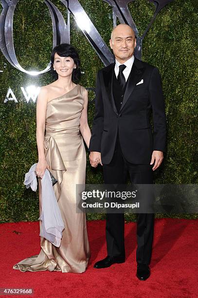 Ken Watanabe and wife Kaho Minami attend the American Theatre Wing's 69th Annual Tony Awards at Radio City Music Hall on June 7, 2015 in New York...