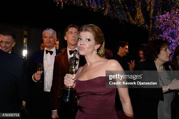 Makeup artist Robin Mathews, winner of Best Achievement in Makeup and Hairstyling attends the Oscars Governors Ball at Hollywood & Highland Center on...
