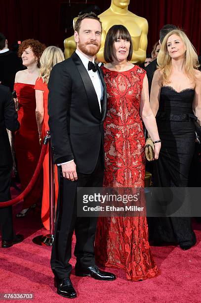 Actor Michael Fassbender and mother Adele Fassbender attend the Oscars held at Hollywood & Highland Center on March 2, 2014 in Hollywood, California.