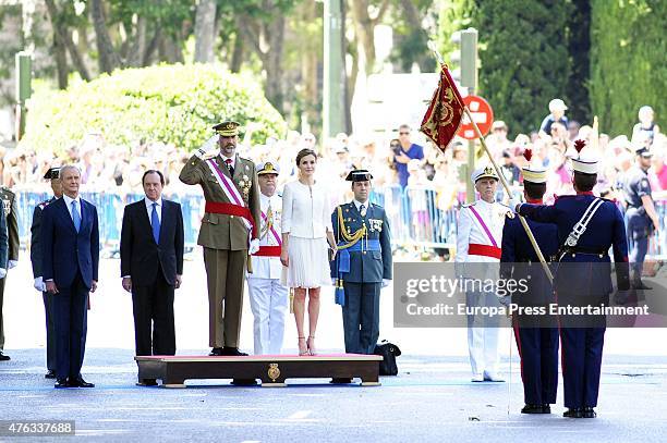 King Felipe of Spain and Queen Letizia of Spain attend the 2015 Armed Forces Day on June 6, 2015 in Madrid, Spain.