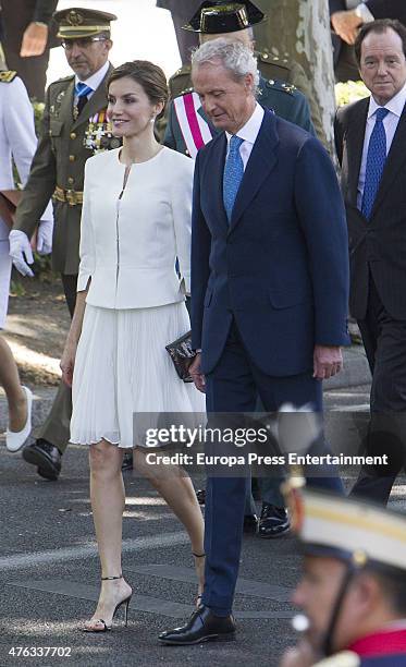 Queen Letizia of Spain and Pedro Morenes attend the 2015 Armed Forces Day on June 6, 2015 in Madrid, Spain.