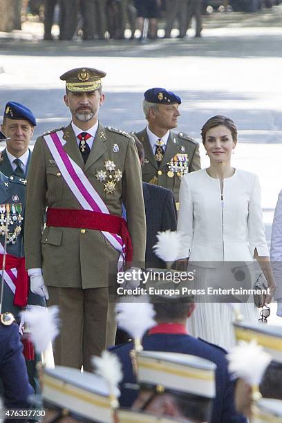 King Felipe of Spain and Queen Letizia of Spain attend the 2015 Armed Forces Day on June 6, 2015 in Madrid, Spain.