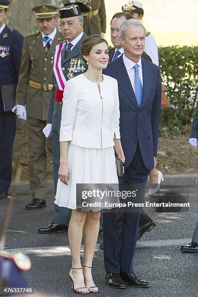 Queen Letizia of Spain and Pedro Morenes attend the 2015 Armed Forces Day on June 6, 2015 in Madrid, Spain.