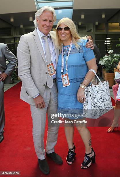 Bjorn Borg and his wife Patricia Ostfeldt attend the men's final on day 15 of the French Open 2015 at Roland Garros stadium on June 56 2015 in Paris,...