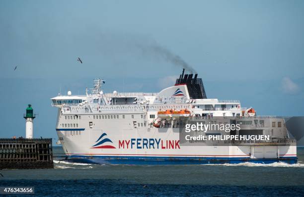 The ferry boat Rodin of the company My Ferry Link leaves the Calais harbour, northern France, on June 8, 2015. Danish ferry operator DFDS said on...