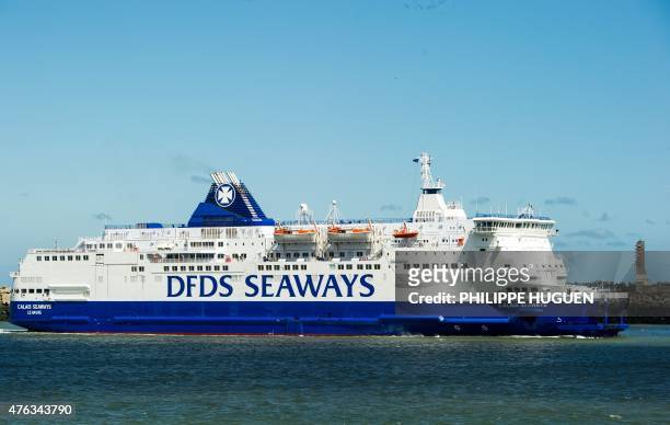 Ferry boat of the Danish company DFDS arrives at the Calais harbour, northern France, on June 8, 2015. DFDS said on June 8, 2015 it had agreed to buy...