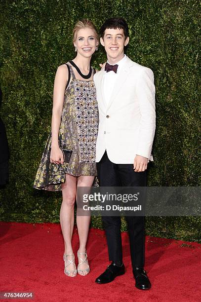 Wallis Currie-Wood and Alex Sharp attend the American Theatre Wing's 69th Annual Tony Awards at Radio City Music Hall on June 7, 2015 in New York...
