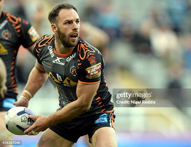 Luke Gale of Castleford Tigers during the Super League match between Castleford Tigers and Wakefield Trinity Wildcats at St James' Park on May 31,...