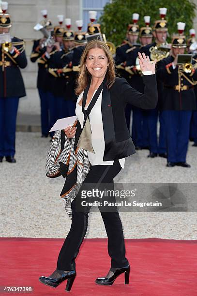 Of France Media Monde Marie-Christine Saragosse arrives for the State Dinner Offered By French President Francois Hollande at the Elysee Palace on...