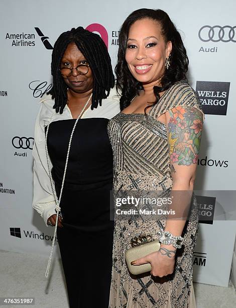 Actresses Whoopi Goldberg and Alex Martin attend the 22nd Annual Elton John AIDS Foundation's Oscar Viewing Party on March 2, 2014 in Los Angeles,...