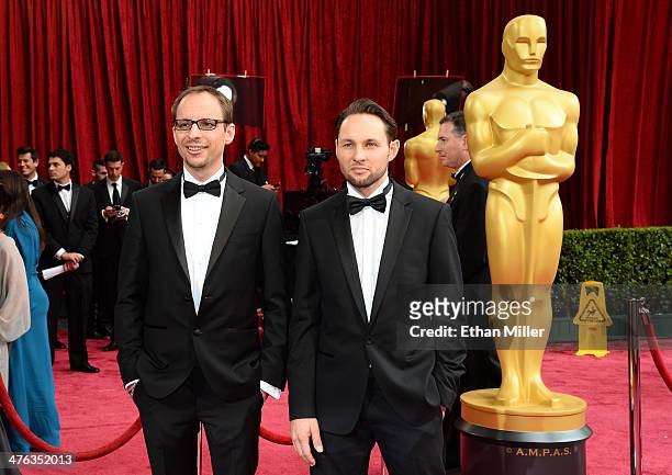 Filmmakers Laurent Witz and Alexandre Espigares attend the Oscars held at Hollywood & Highland Center on March 2, 2014 in Hollywood, California.