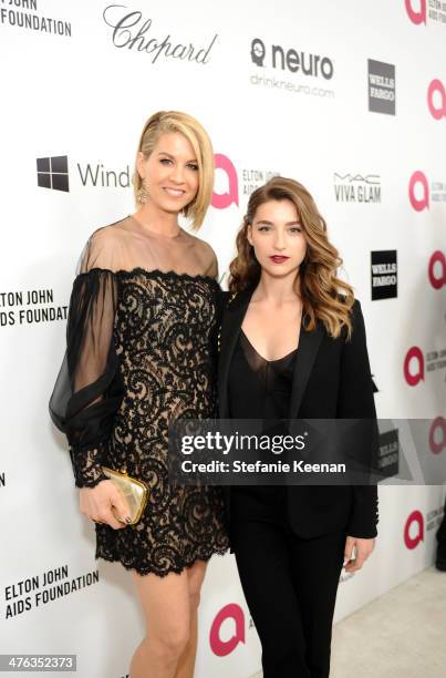 Actresses Jenna Elfman and Ava Deluca-Verley attend the 22nd Annual Elton John AIDS Foundation Academy Awards viewing party with Chopard at the City...