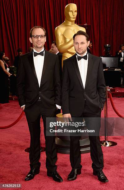 Filmmakers Laurent Witz and Alexandre Espigares attends the Oscars held at Hollywood & Highland Center on March 2, 2014 in Hollywood, California.