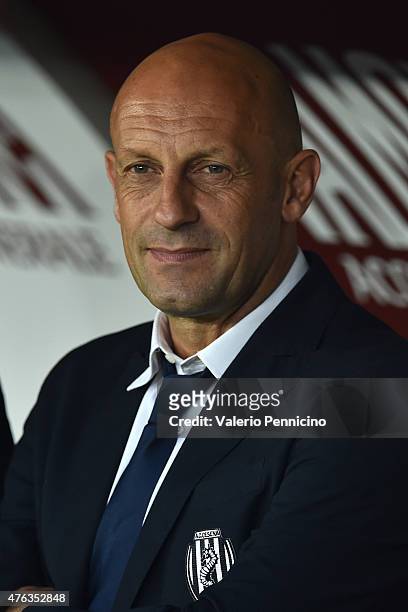 Cesena head coach Domenico Di Carlo looks on during the Serie A match between Torino FC and AC Cesena at Stadio Olimpico di Torino on May 31, 2015 in...