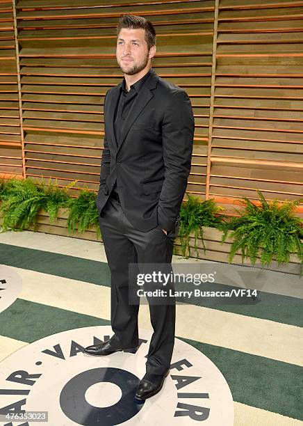 Athlete Tim Tebow attends the 2014 Vanity Fair Oscar Party Hosted By Graydon Carter on March 2, 2014 in West Hollywood, California.