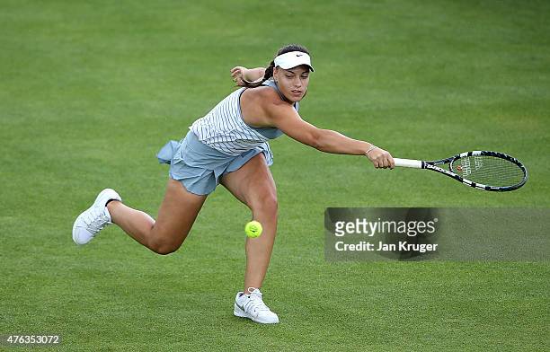 Ana konjuh of Croatia in action against Mirjana Lucic-Baroni of Croatia in their qualifying match on day one of the WTA Aegon Open Nottingham at...