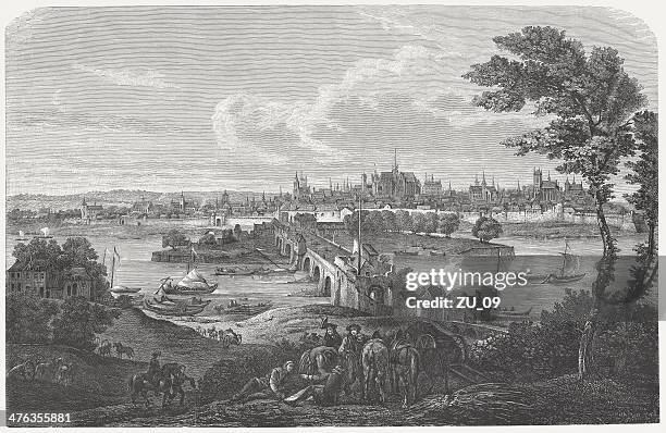 orléans in 1690, by jean-baptiste martin, wood engraving, published 1883 - loire valley 幅插畫檔、美工圖案、卡通及圖標