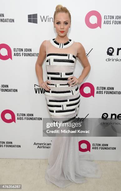 Actress Laura Vandervoort attends the 22nd Annual Elton John AIDS Foundation Academy Awards Viewing Party at The City of West Hollywood Park on March...