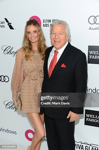 Businessman Robert Kraft and guest attend the 22nd Annual Elton John AIDS Foundation's Oscar Viewing Party on March 2, 2014 in Los Angeles,...