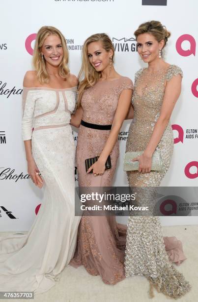 Actress Meghan Flather, model Petra Nemcova and tv personality Carly Steel attend the 22nd Annual Elton John AIDS Foundation Academy Awards Viewing...