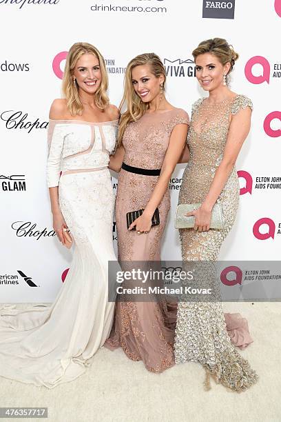 Actress Meghan Flather, model Petra Nemcova and tv personality Carly Steel attend the 22nd Annual Elton John AIDS Foundation Academy Awards Viewing...