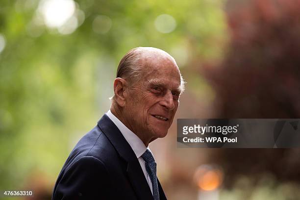 Prince Philip, Duke of Edinburgh, arrives for his visit to Richmond Adult Community College in Richmond on June 8, 2015 in London, England. Prince...