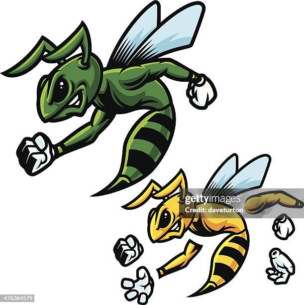 hornet green mascot - hornet stock illustrations