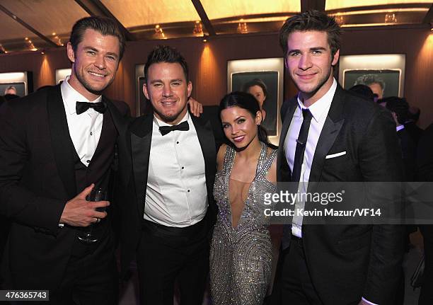Chis Hemsworth, Channing Tatum, Jenna Dewan-Tatum and Liam Hemsworth attend the 2014 Vanity Fair Oscar Party Hosted By Graydon Carter on March 2,...