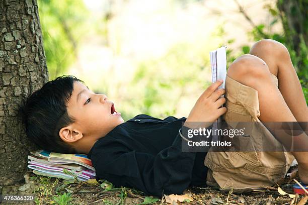 student lie down under tree - pakistanische-kultur stock-fotos und bilder