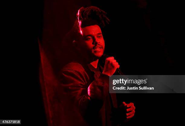 The Weeknd performs during Apple WWDC on June 8, 2015 in San Francisco, California. Apple annouced a new OS X, El Capitan, iOS 9 and Apple Music...