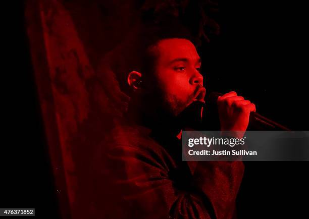 The Weeknd performs during Apple WWDC on June 8, 2015 in San Francisco, California. Apple annouced a new OS X, El Capitan, iOS 9 and Apple Music...