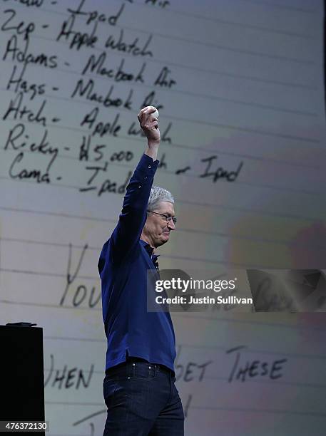 Apple CEO Tim Cook delivers the keynote address during the Apple WWDC on June 8, 2015 in San Francisco, California. Apple annouced a new OS X, El...