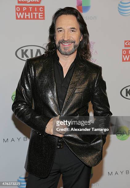 Marco Antonio Solis is seen attending the premiere show of Univision's Nuestra Belleza Latina at Univision Headquarters on March 2, 2014 in Miami,...